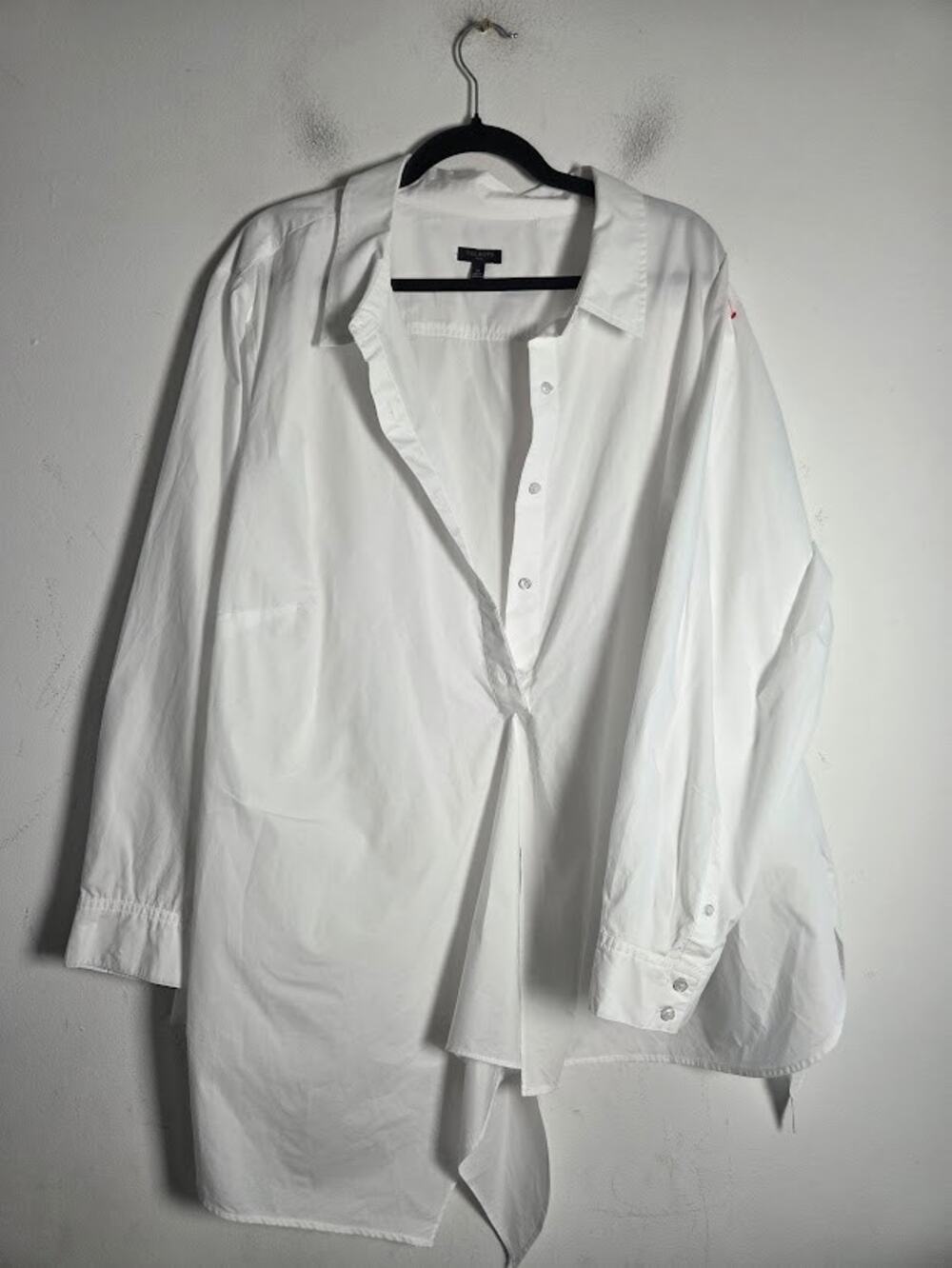 Talbots Plus Crisp White 100% Cotton Pop Over Tunic Faux Wrap Blouse size 3X